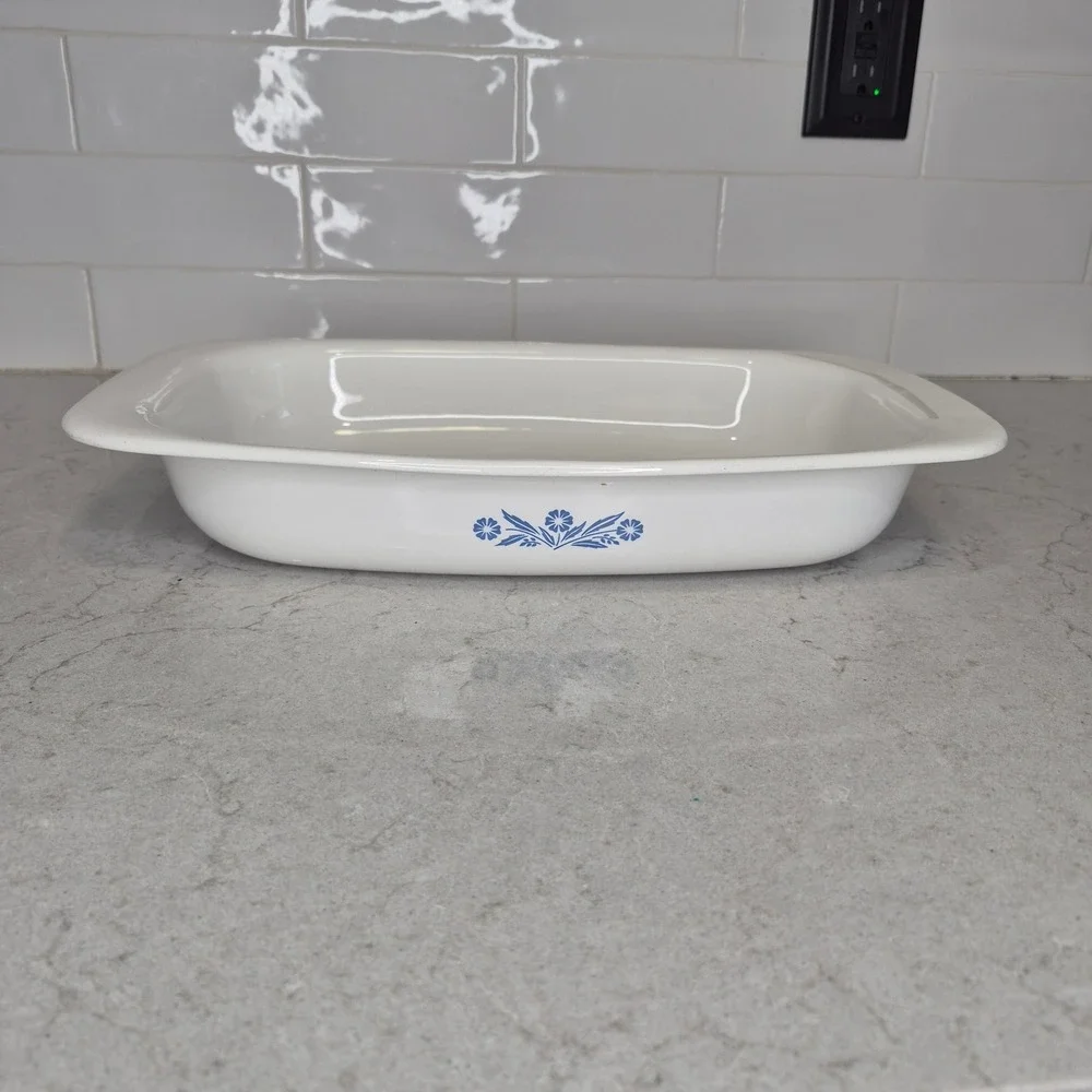 Corning Ware Roaster Pan Cornflower Blue P-21 White